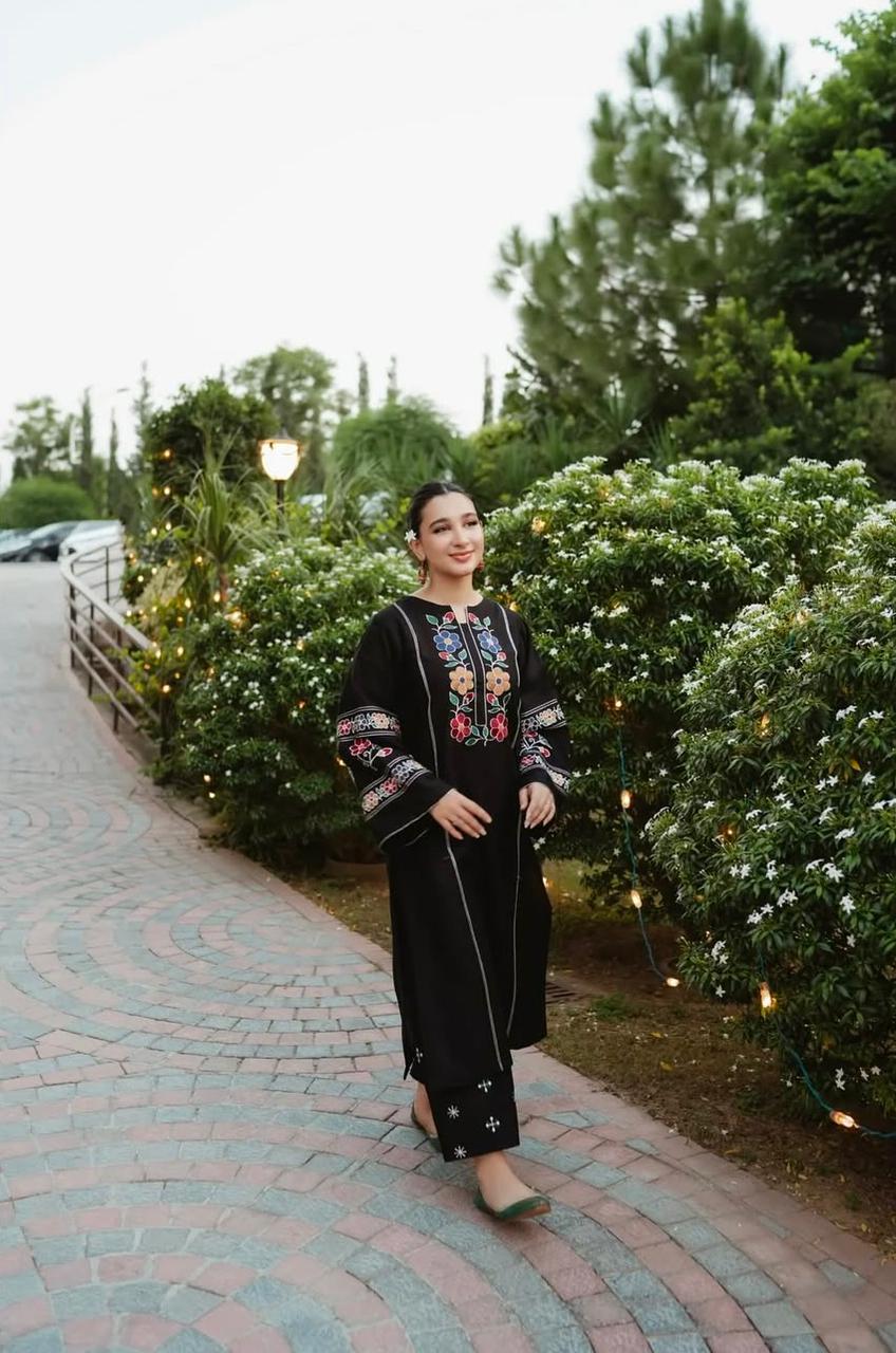 BLACK Embroidered 2PC-Outfit