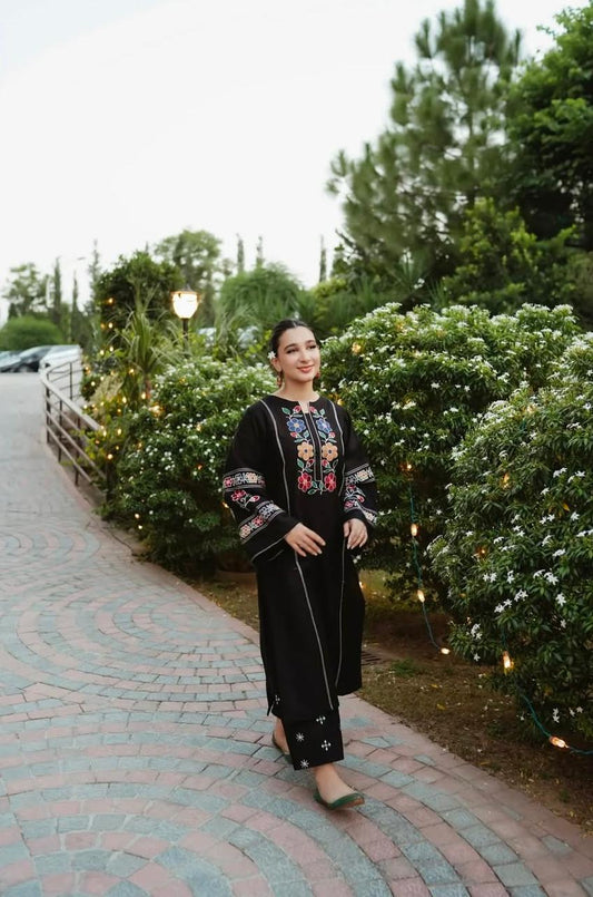 BLACK Embroidered 2PC-Outfit