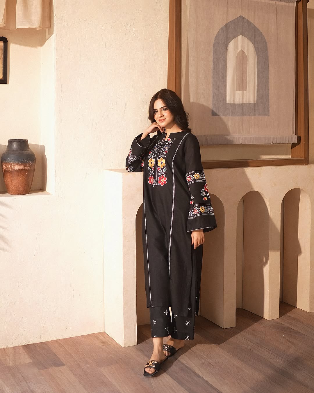 BLACK Embroidered 2PC-Outfit