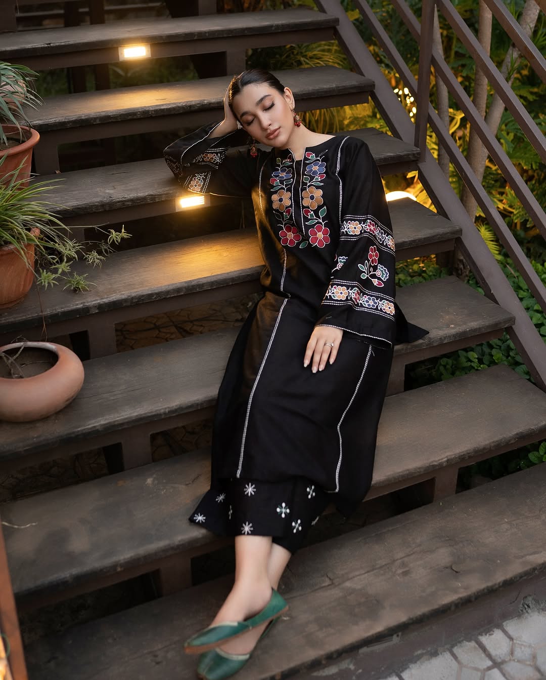 BLACK Embroidered 2PC-Outfit