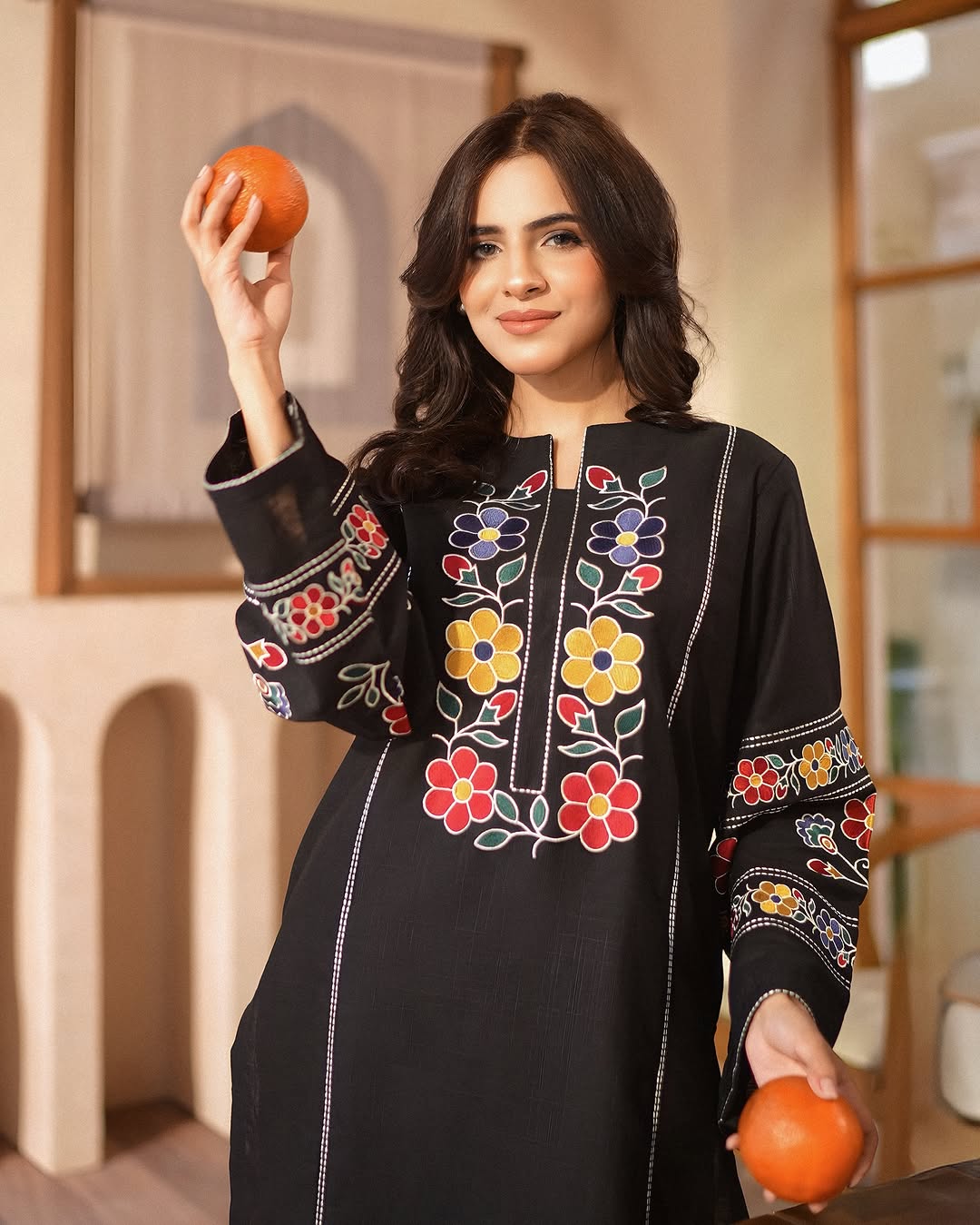 BLACK Embroidered 2PC-Outfit
