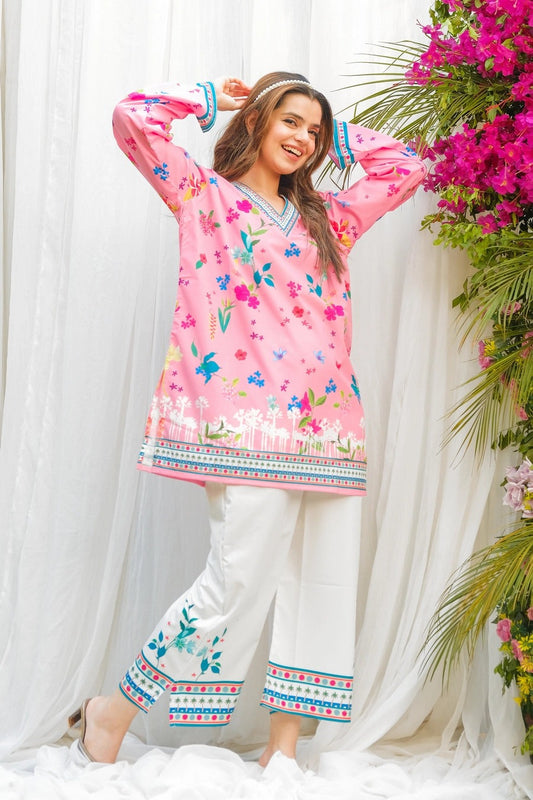 *PINK FLORAL DIGITAL PRINTED 2PC