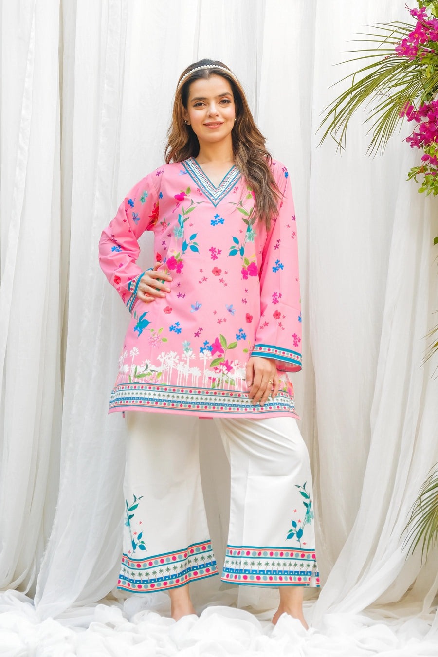 *PINK FLORAL DIGITAL PRINTED 2PC