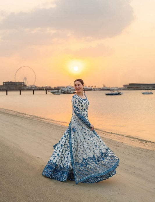 Azure Luxury Embroidered Maxi – Premium Eid & Summer Collection