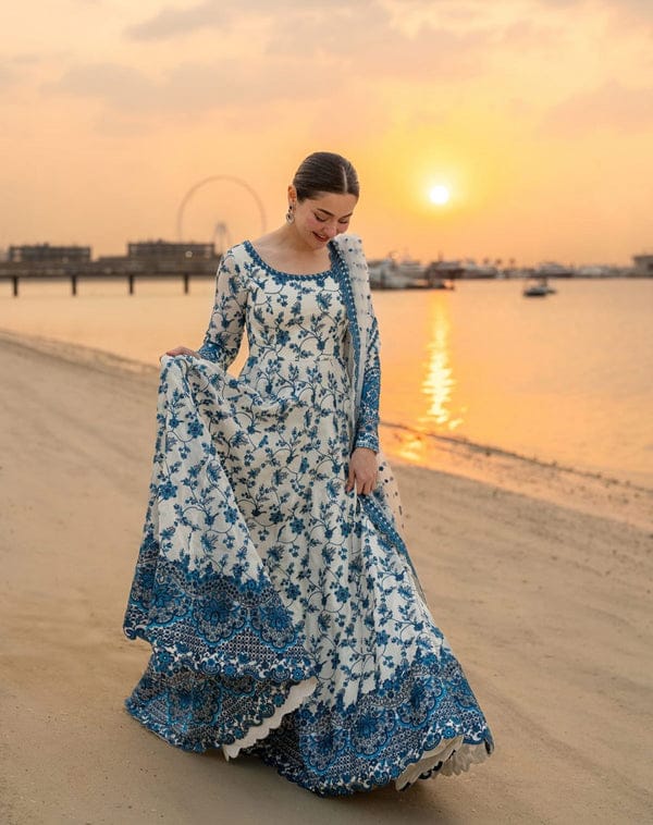 Azure Luxury Embroidered Maxi – Premium Eid & Summer Collection