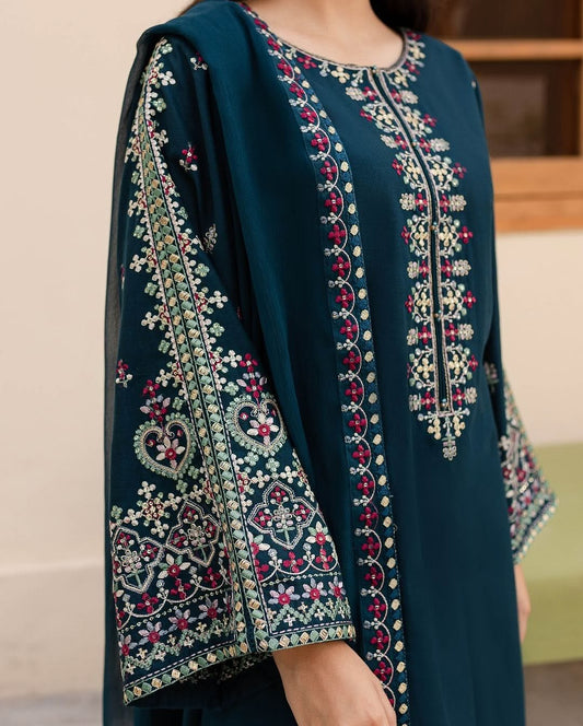 Navy blue embroidered garment with intricate patterns 
House of Beenora |  Best women clothing brand in Pakistan